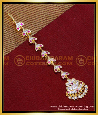 NCT314 - Gold Look White Stone Simple Maang Tikka for Bride