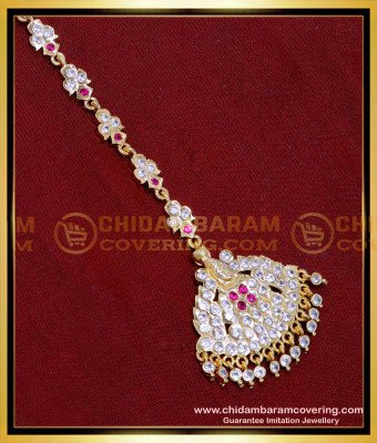 NCT317 - Unique Impon Stone Lakshmi Design Maang Tikka Gold