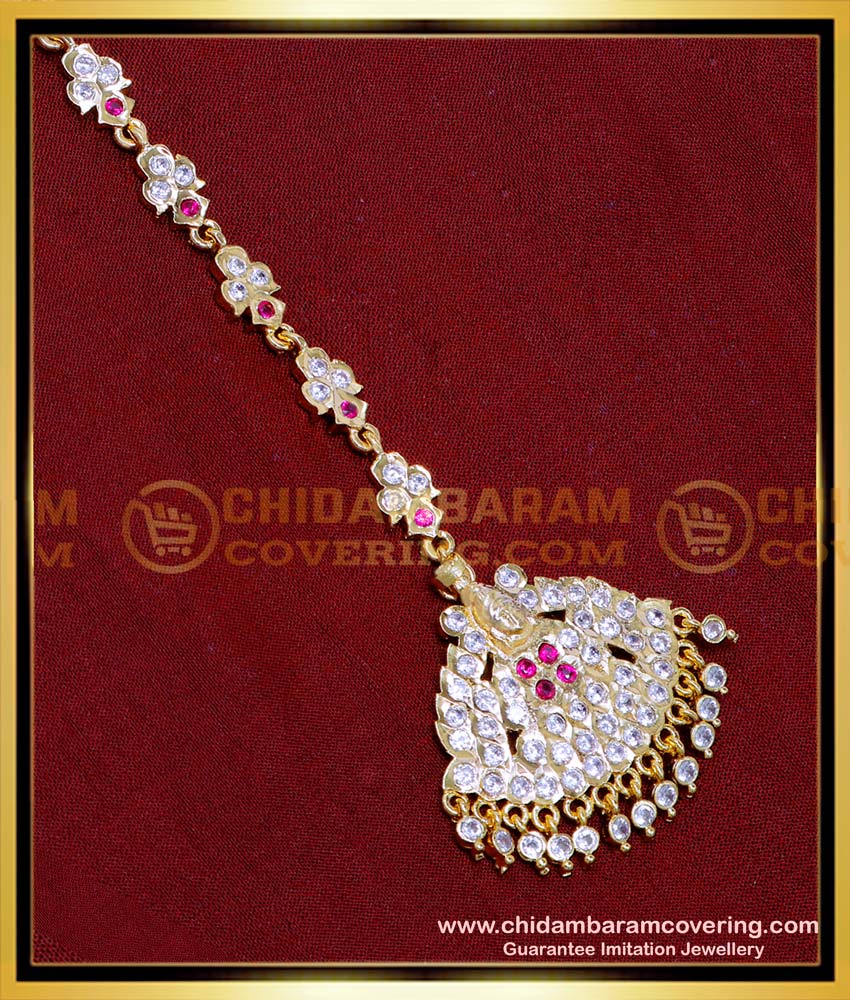 NCT317 - Unique Impon Stone Lakshmi Design Maang Tikka Gold