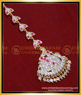 NCT318 - Traditional Impon Stone Swan Model Maang Tikka Design