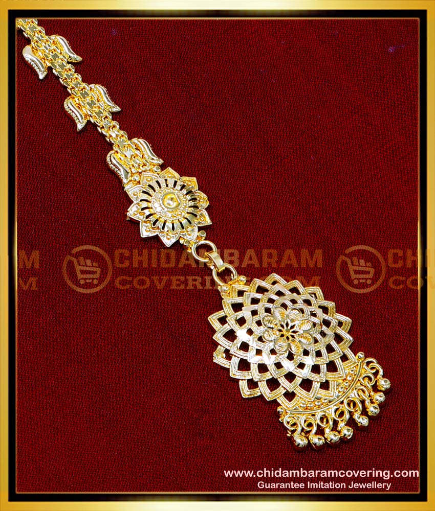 NCT325 - Latest Flower Model Maang Tikka Design Gold Online