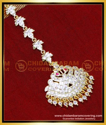 NCT326 - Traditional Model Impon Stone Swan Design Maang Tikka