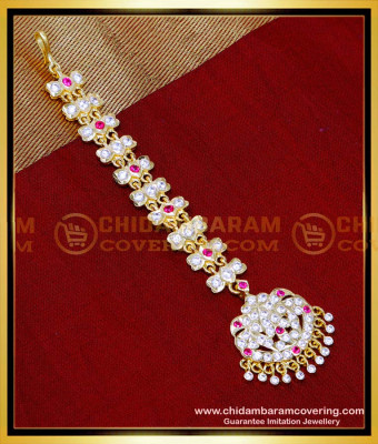 NCT328 - Bridal Wear Impon Double Line Stone Maang Tikka Design