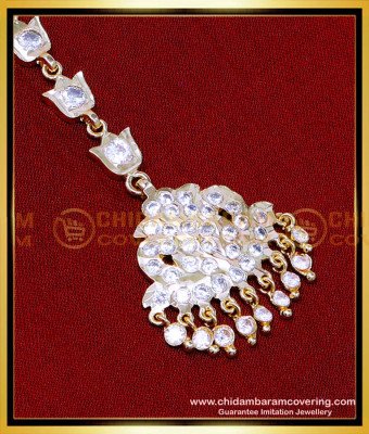 NCT329 - Impon Gold Plated White Stone Maang Tikka Design Gold