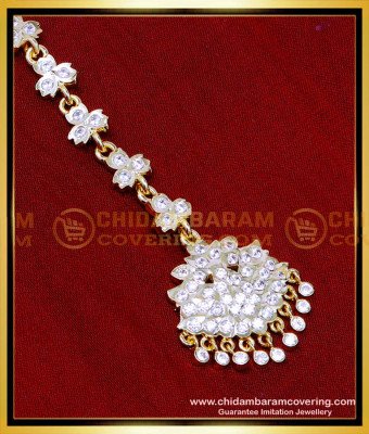 NCT330 - First Quality White Stone Maang Tikka Muslim Wedding
