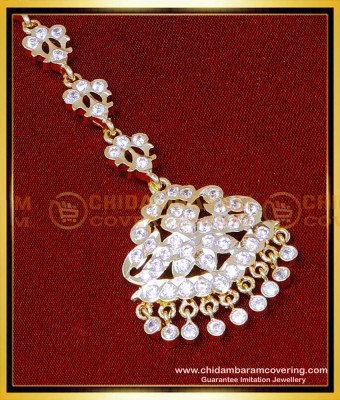 NCT334 - South Indian Stone Gold Maang Tikka Designs for Bride