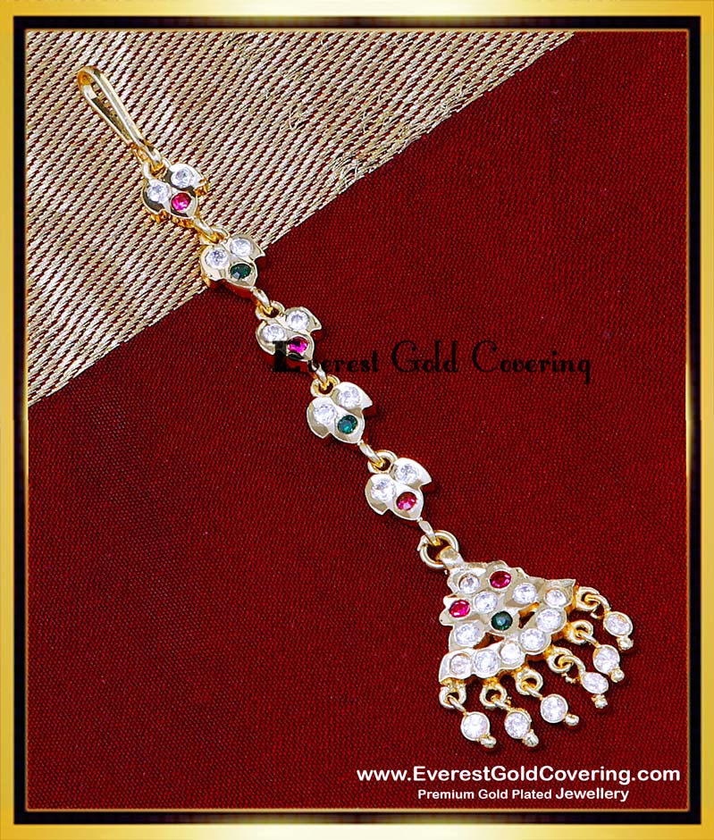 NCT337 - Impon Stone Small Gold Maang Tikka Design for Bridal