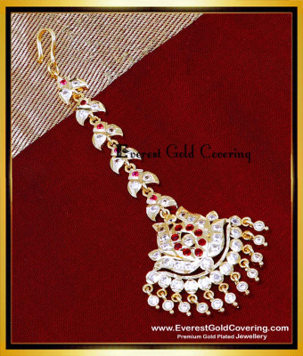 NCT340 - Five Metal Stone Dulhan Maang Tikka Gold for Wedding 