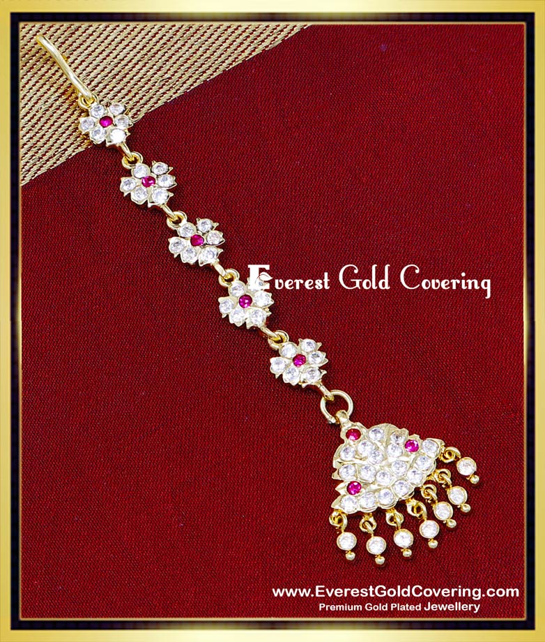 NCT347 - Impon Stone Small Maang Tikka Gold Design Buy Online