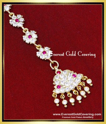 NCT347 - Impon Stone Small Maang Tikka Gold Design Buy Online