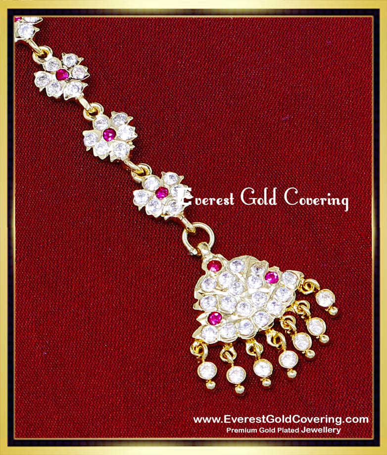 NCT347 - Impon Stone Small Maang Tikka Gold Design Buy Online