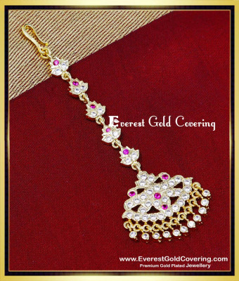 NCT349 - Traditional Impon Stone Gold Plated Maang Tikka