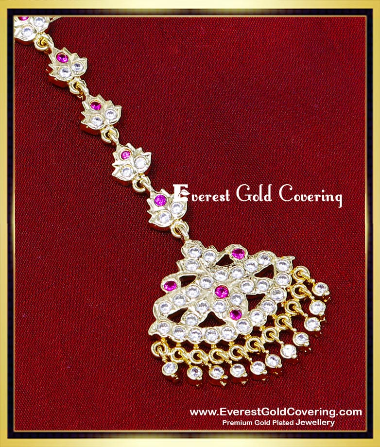 NCT349 - Traditional Impon Stone Gold Plated Maang Tikka