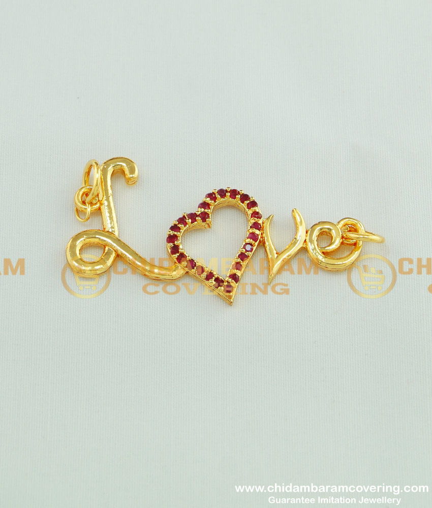 PND028 - Attractive Ruby Stone Gold Plated Heart Love Pendant Design for Female