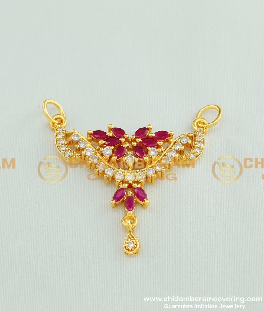 PND030 - Traditional Indian Wedding American Diamond Gold Pendant Design for Female Mangalsutra
