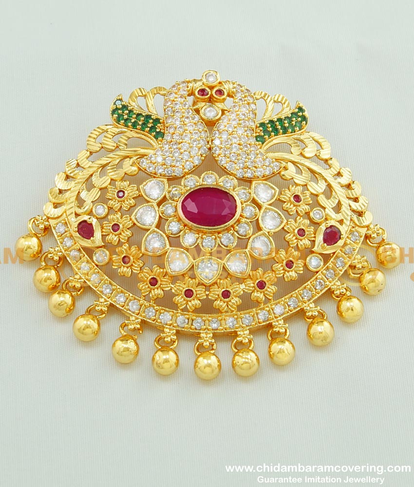PND032 - Most Beautiful Real Gold Peacock Design High Quality Stone Gold Plated Pendant Buy Online