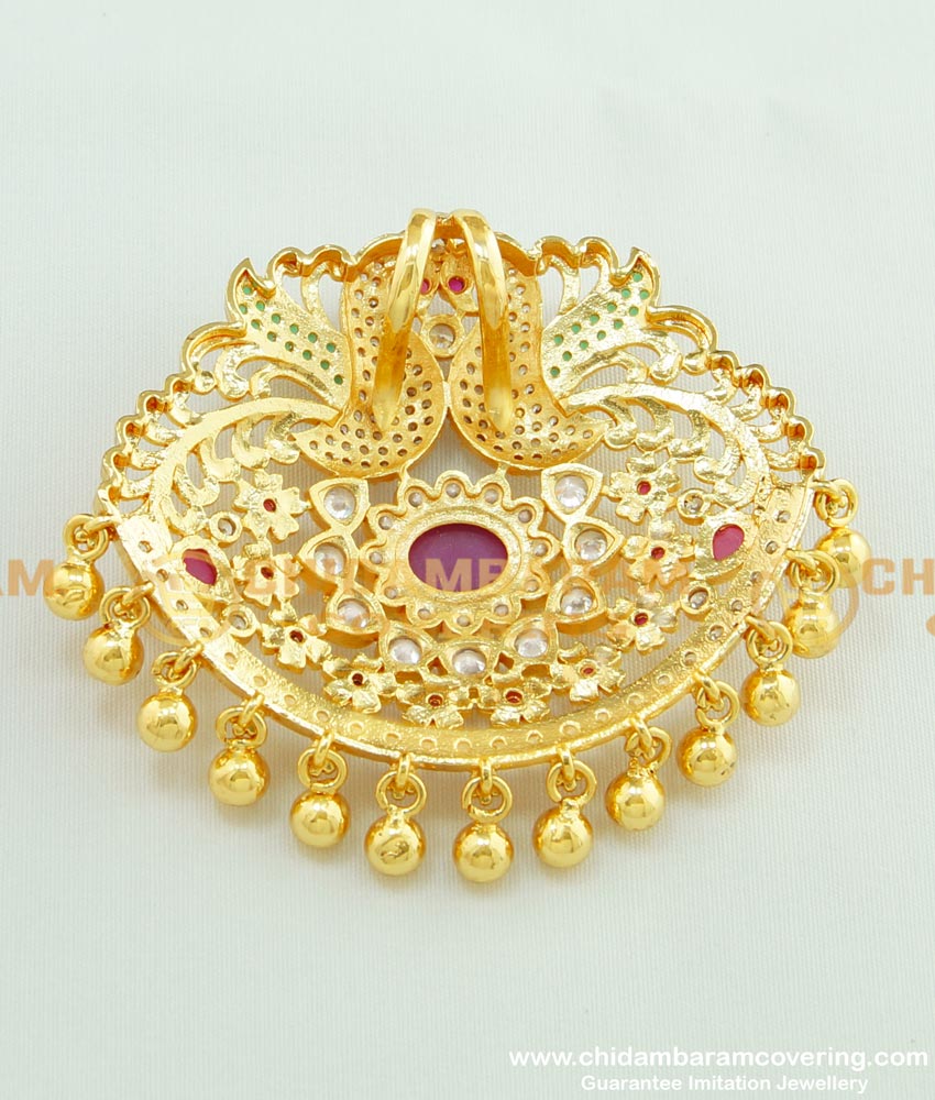 PND032 - Most Beautiful Real Gold Peacock Design High Quality Stone Gold Plated Pendant Buy Online