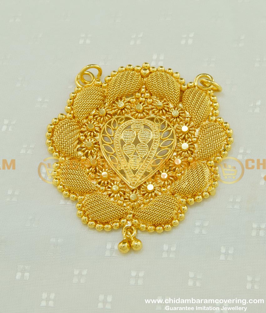 PND040 - Gold Design Plain Net Design Kerala Pendant for Long Chain Buy Online