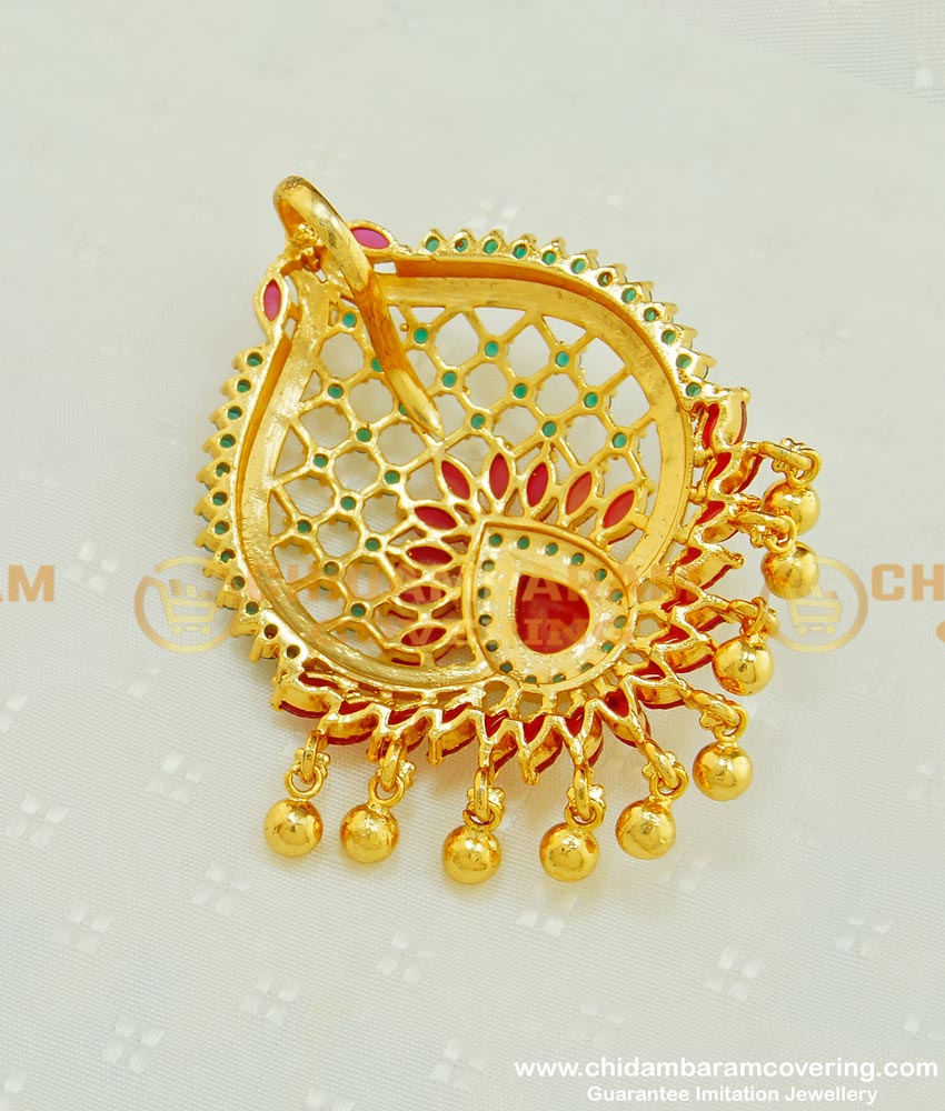 PND048 - Latest High Quality Ruby Emerald Stone Party Wear Pendant for Girls
