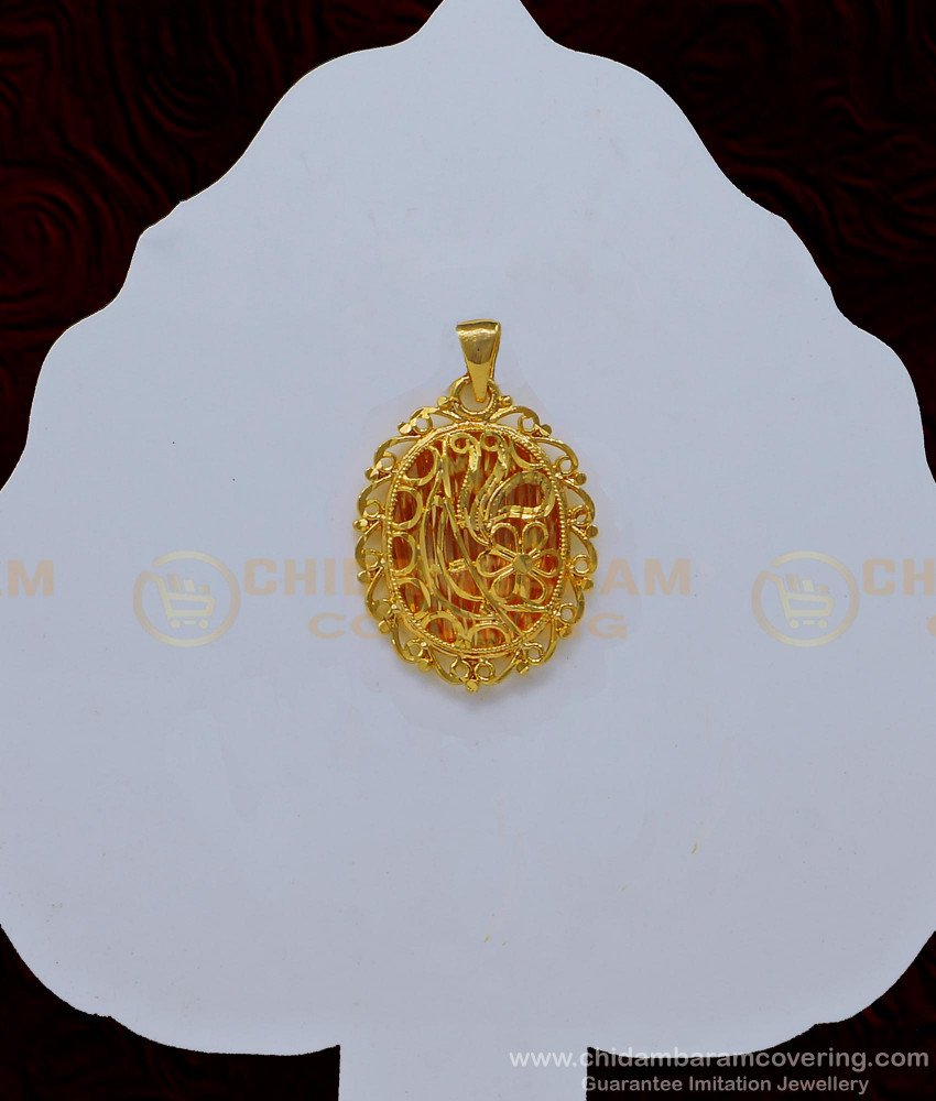 PND055 - One Gram Gold Daily Wear Small Plain Dollar Design for Chain 