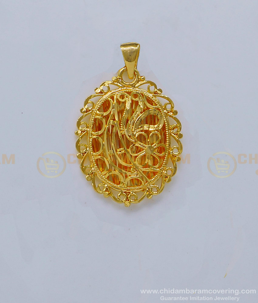 PND055 - One Gram Gold Daily Wear Small Plain Dollar Design for Chain 