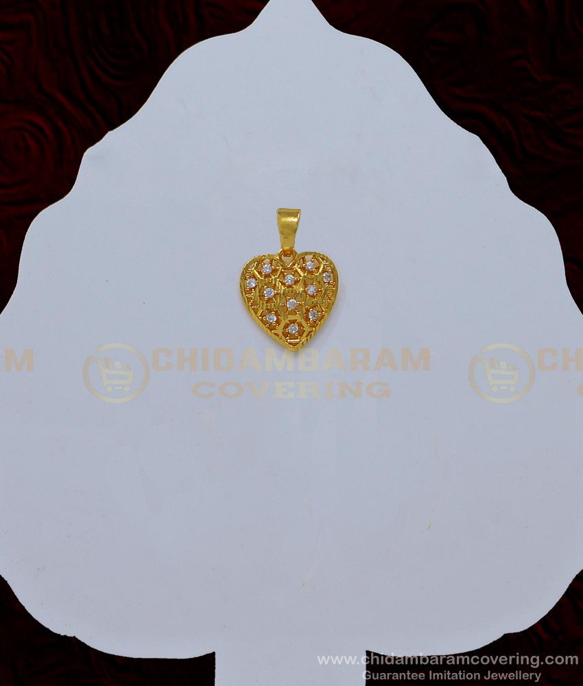 PND057 - Simple Heart Shape White Stone Small Pendant Design for Chain 
