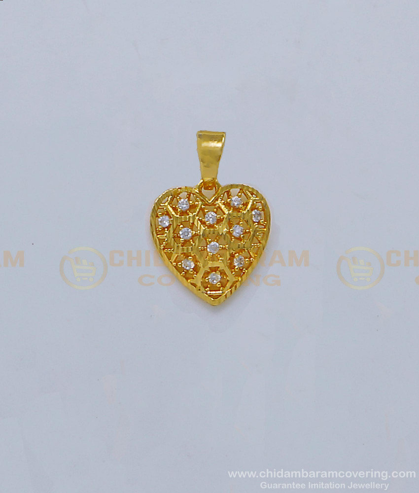 PND057 - Simple Heart Shape White Stone Small Pendant Design for Chain 