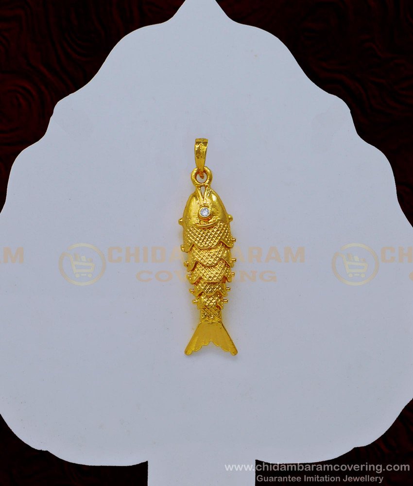 PND061 - Lucky Charm Male Gold Fish Pendant Design One Gram Gold Fish Locket Online