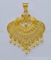 PND063 - Elegant White Stone with Hanging Pearl Big Peacock Pendant Design for Female