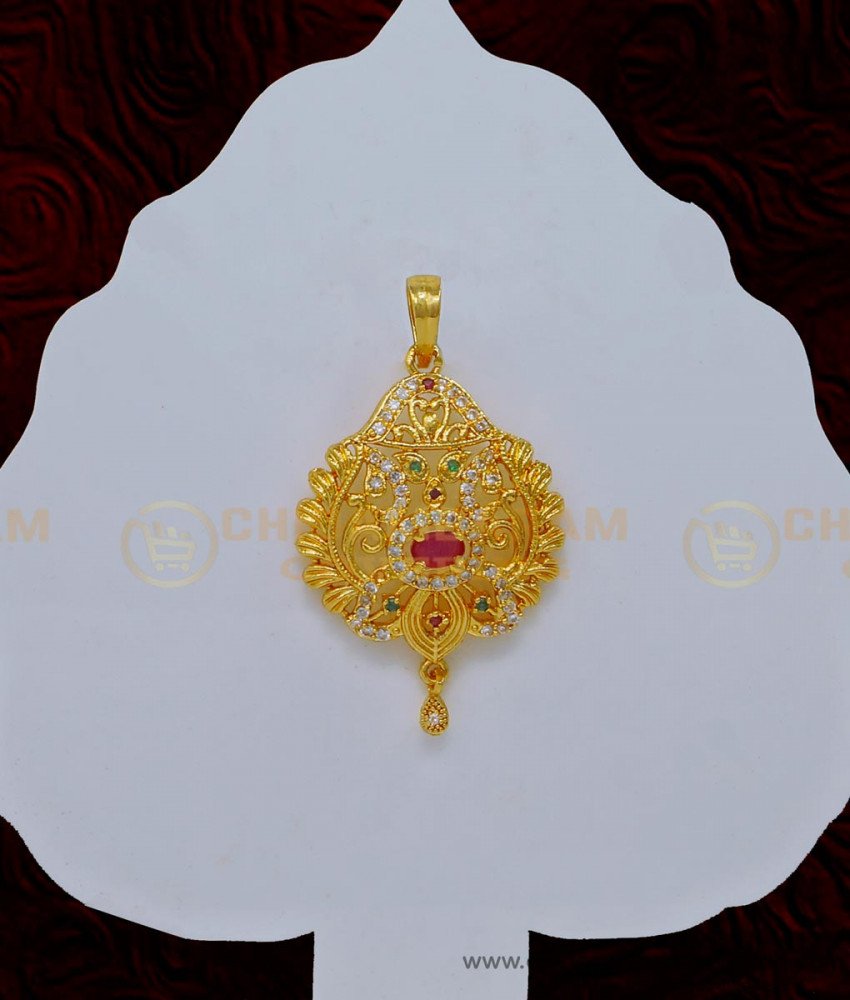 PND065 - New Model Gold Plated Multi Stone Designer Gold Pendant Design for Ladies
