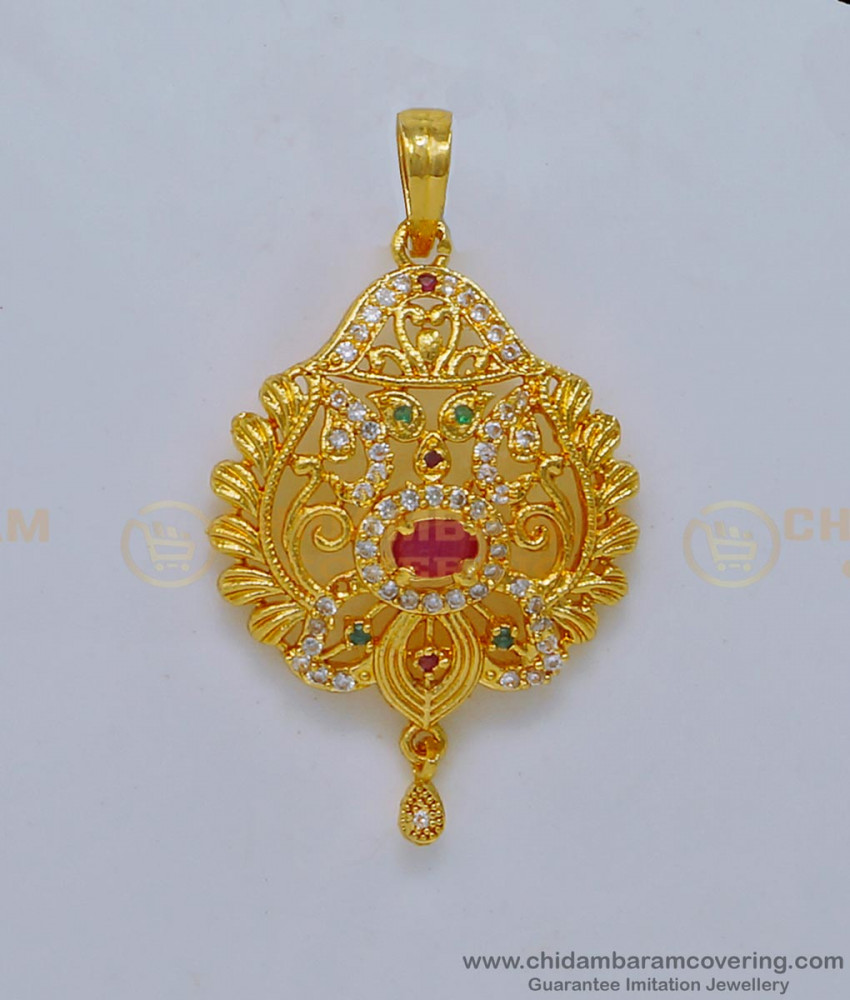 PND065 - New Model Gold Plated Multi Stone Designer Gold Pendant Design for Ladies