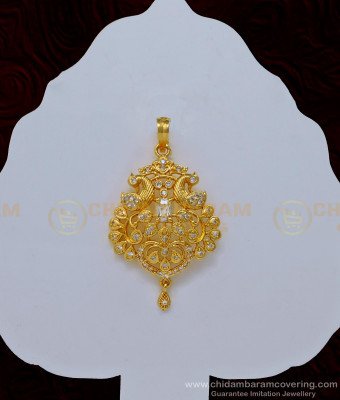 PND067 - One Gram Gold White Stone Modern Gold Pendant Designs for Female