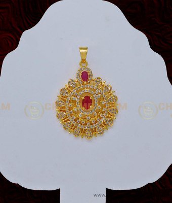 PND071 - Unique American Diamond Pendant Design Gold Plated Locket for Chain 
