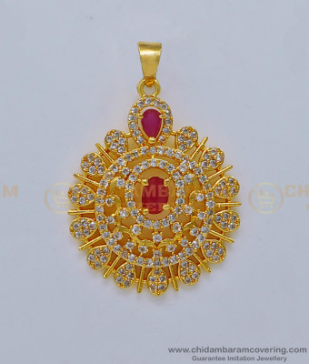 PND071 - Unique American Diamond Pendant Design Gold Plated Locket for Chain 