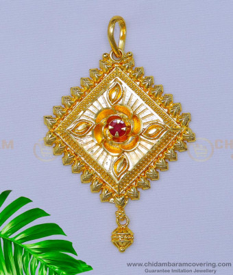 PND080 - Latest Single Ruby Stone Gold Pendant Designs for Female