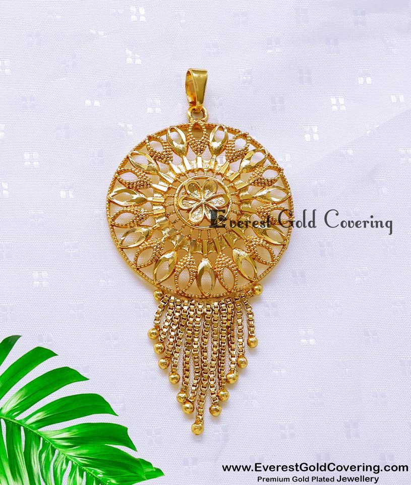 PND094 - Trendy Long Light Weight Artificial Gold Pendant Design