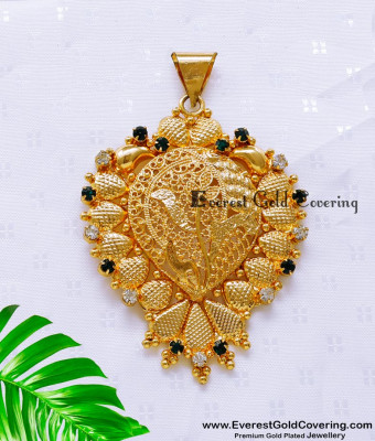 PND095 - One Gram Gold Plated Emerald Stone Dollar Design Online