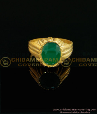 RNG013 - Impon Rasi Kal Mothitam Original Panchdhatu Ring Gold Plated Emerald Ring for Men 
