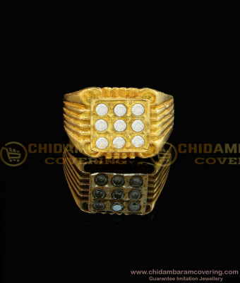 RNG018 - Impon Ring Sparkling White Gold 9 Stone Ring Design for Male 