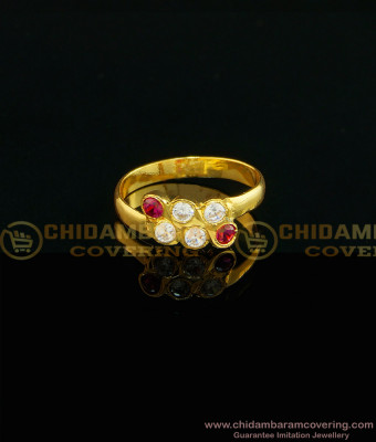RNG022 - One Gram Gold Plated High Quality Five Metal Gold Stone Ring for Ladies 