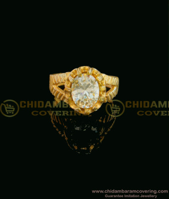 RNG065 - Sparkling Five Metal Daily Wear White Big Stone Finger Ring Rasi Kal Mothiram Online