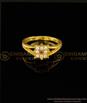 RNG070 - Five Metal Ad Stone Flower Design Gold Plated Original Impon Ladies Ring