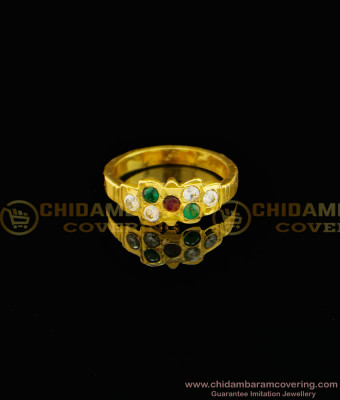 RNG075 - Five Metal Ring Simple Gold Design Daily Wear 1 Gram Gold Plated Impon Finger Ring
