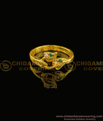 RNG090 - Elegant Leaf Design Five Metal Impon Cute Ring for Teenage Girls 