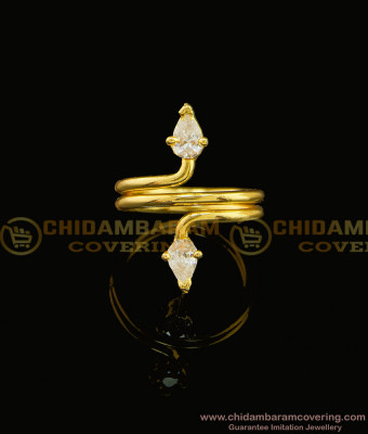 RNG114 - Real Gold Design Sparkling American Diamond White Stone 1 Gram Gold Ladies Ring Online