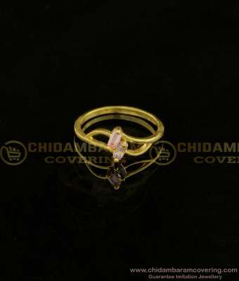 RNG124 - One Gram Simple Modern Light Weight Thin Stone Ring for Girls