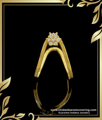 RNG139 - Latest Fashion Gold Ring Design White Stone Vangi Ring One Gram Gold Ring Collections Online 