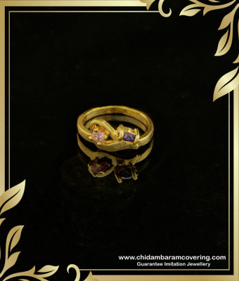 RNG146 - Small Size Baby Pink and Violet Color Modern Finger Ring for Girls