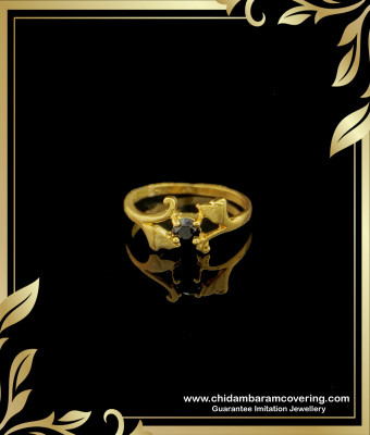 RNG150 - Elegant Black Stone Daily Wear One Gram Gold Finger Ring Online