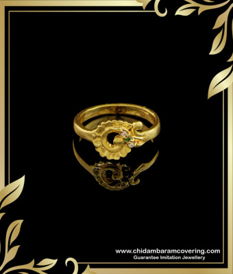 RNG153 - Attractive Look Impon Flower Design Green with White Stone Ring Best Price Online 